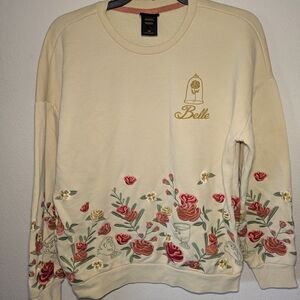 Disney Beauty And The Beast Sweater with Floral Embroidery